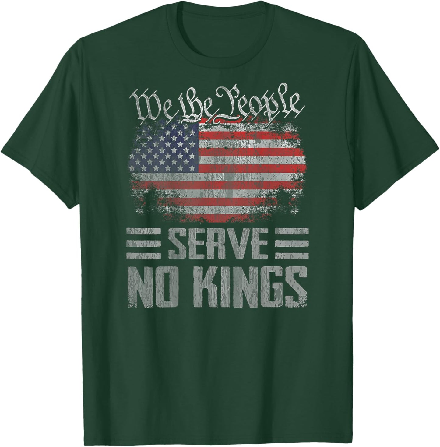 No Kings Day Shirt Vintage Patriotic No Kings 2025 (On Back) T-Shirt - T-Shirt | Forest
