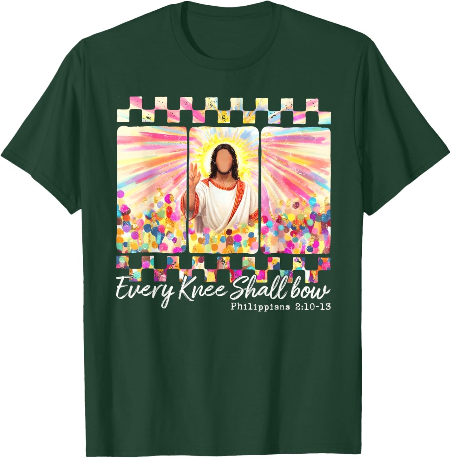 Every Knee Shall Bow Christian Bible Verse Happy Easter T-Shirt - T-Shirt | Forest
