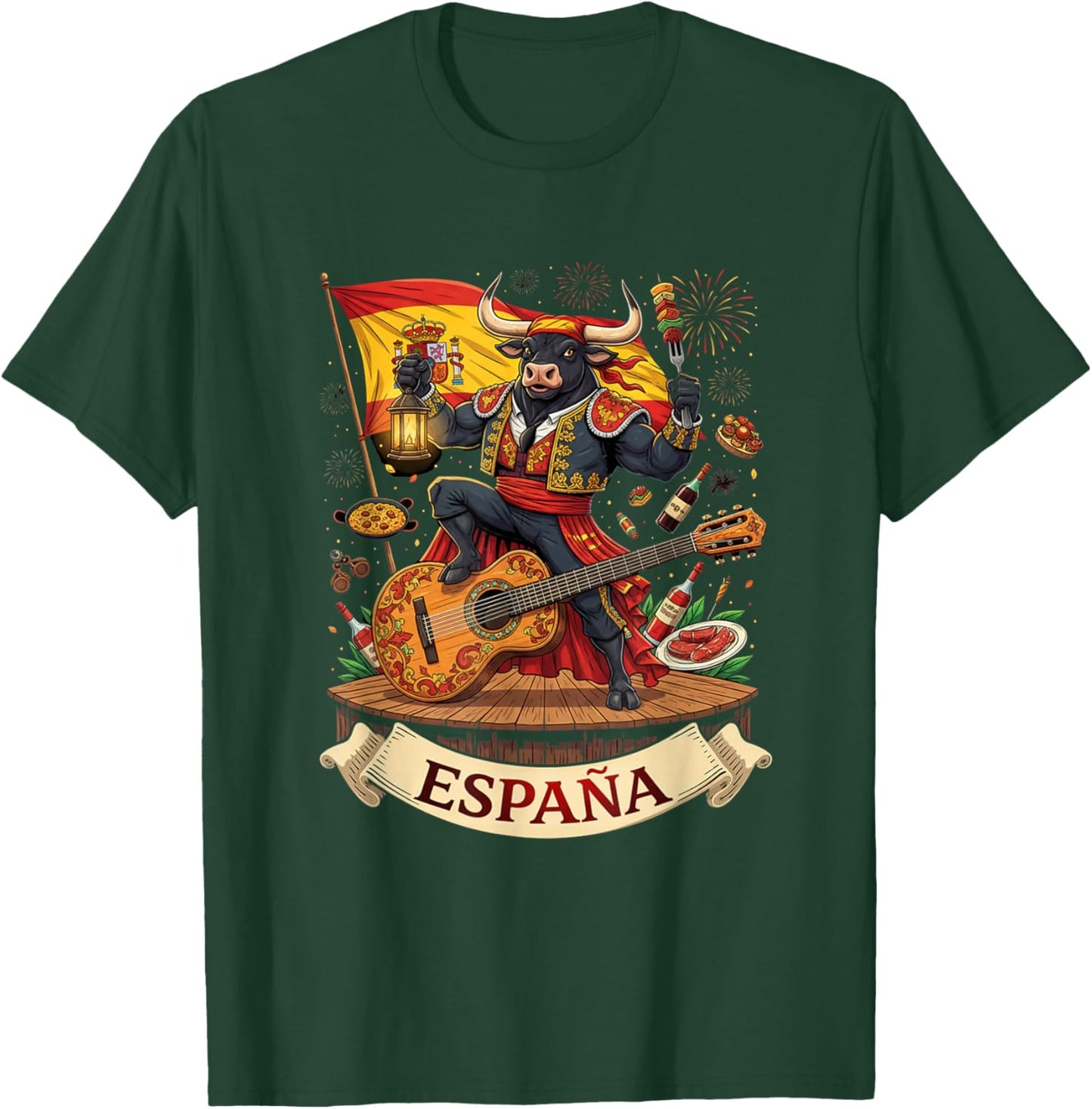 Spain Flamenco Dance Seville Andalusia Barcellona España Men T-Shirt - T-Shirt | Forest