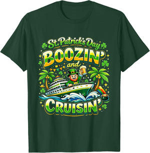 St Patricks Day Boozin and Cruisin Party Vibes T-Shirt - T-Shirt | Forest