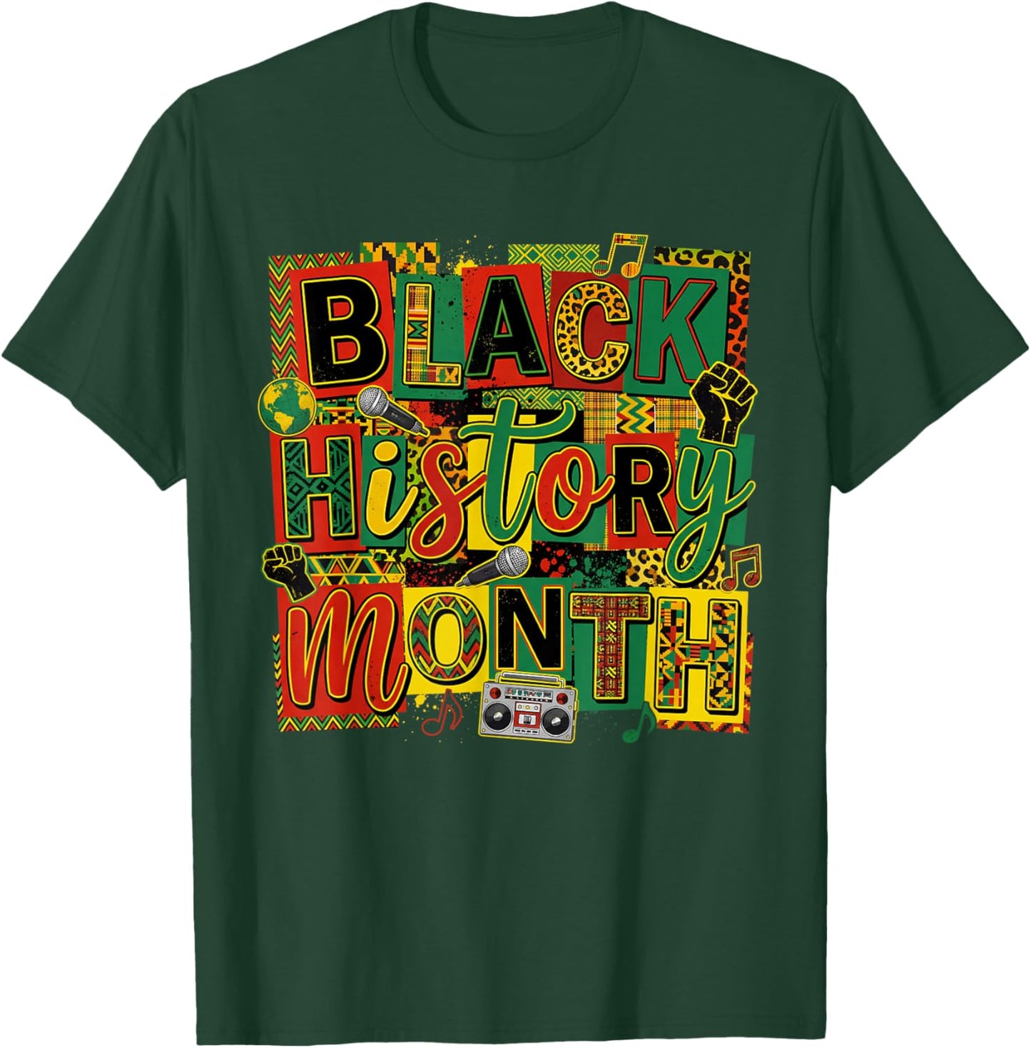 Black History Month Art Design Afro Culture Celebration T-Shirt - T-Shirt | Forest