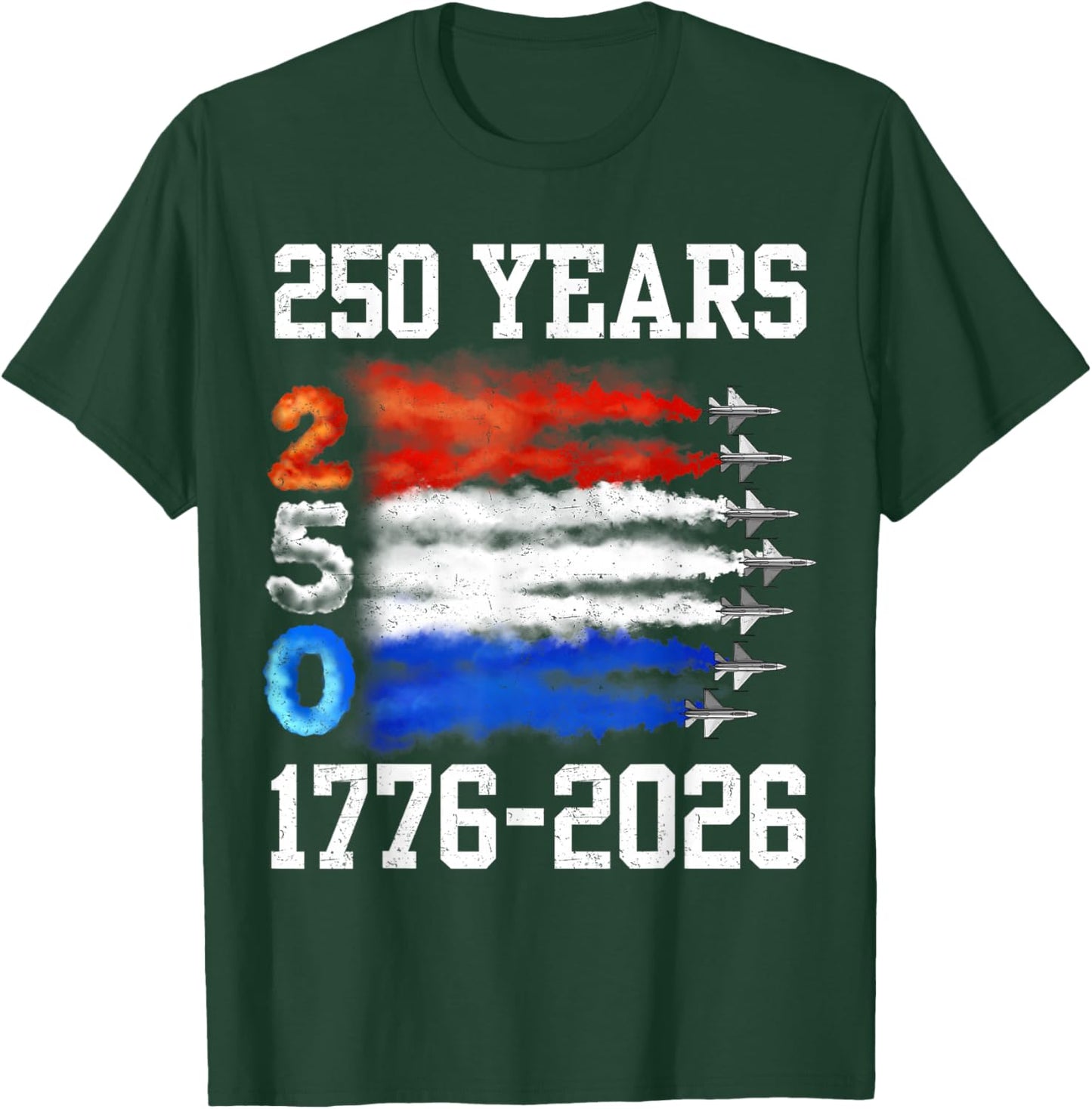 250 Years 1776 2026 250th Vintage 4th July American Flag T-Shirt - T-Shirt | Forest