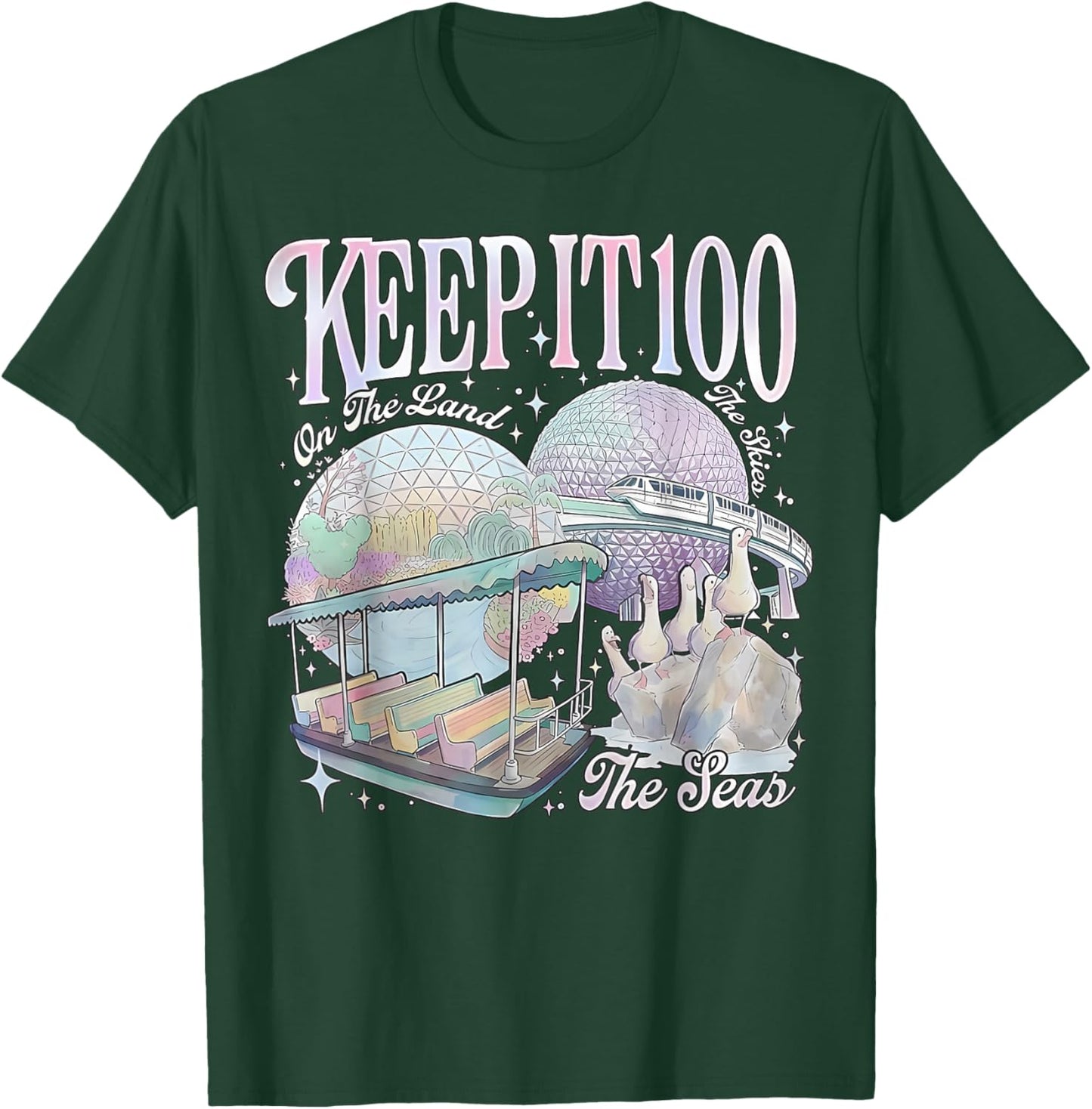 Keep It 100 Retro Transport Art Land Sea Sky Style Men Women T-Shirt - T-Shirt | Forest