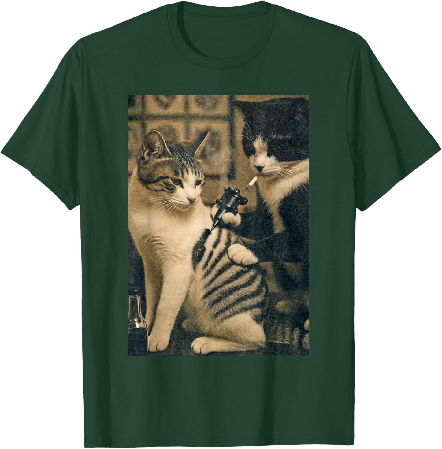 Funny Cats Vintage Cat Tattoo Meme T-Shirt - T-Shirt | Forest