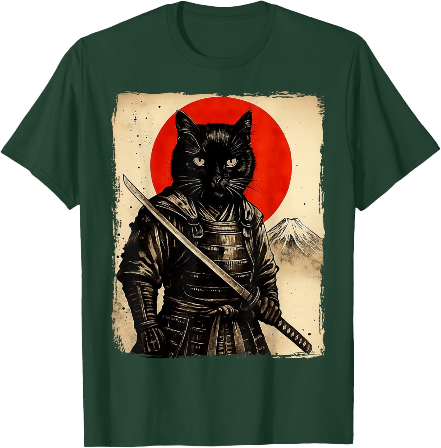Cat Samurai Japanese Sword Anime Cat T-Shirt - T-Shirt | Forest