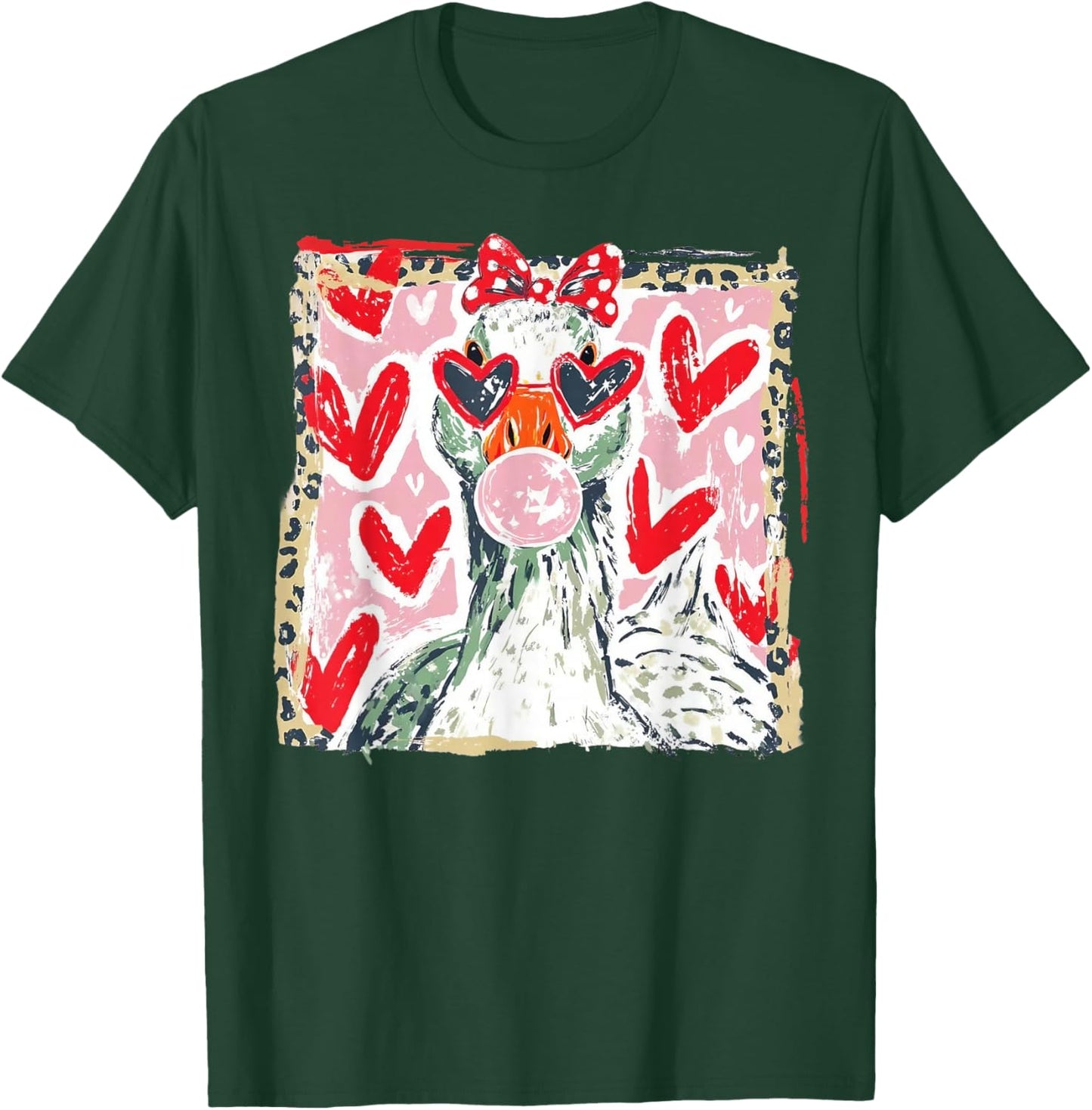 Valentine’s Day Goose Happy Valentine Goose Love Heart Art T-Shirt - T-Shirt | Forest