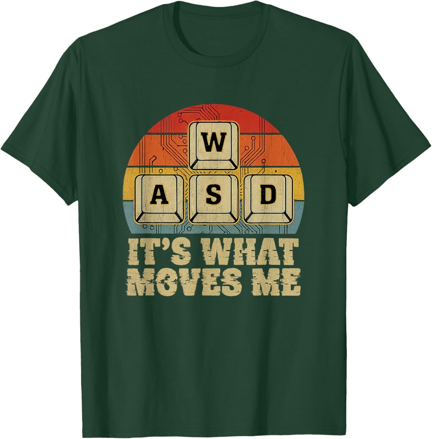 Retro WASD Gaming Keys Funny PC Gamer Design T-Shirt - T-Shirt | Forest
