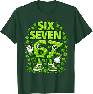 Kids Meme 67 Six Seven 6 7 St Patricks Day Irish Shamrock T-Shirt - T-Shirt | Forest