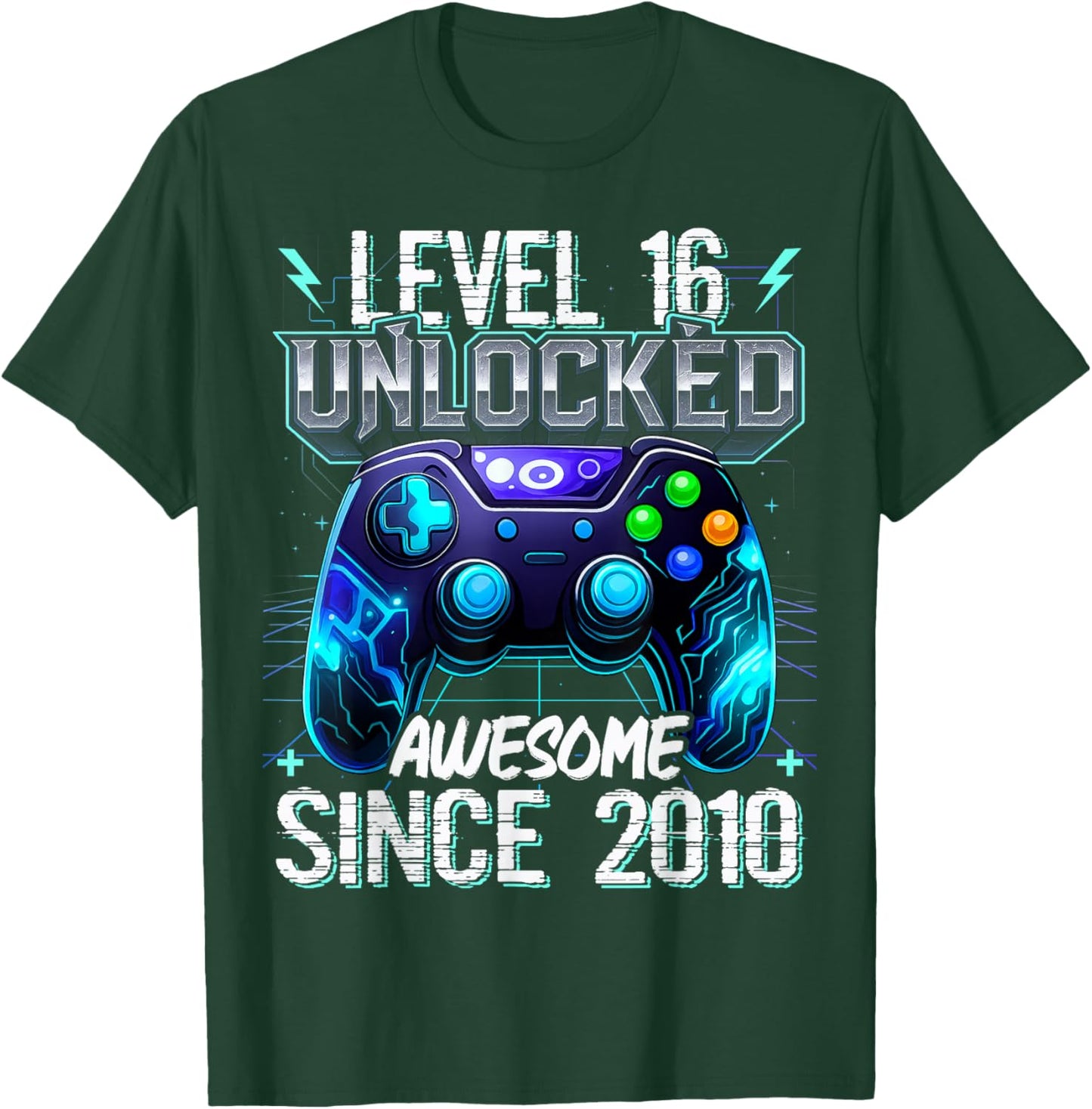 16th Birthday Boy Level 16 Gamer 16 Year Video Game Party T-Shirt - T-Shirt | Forest