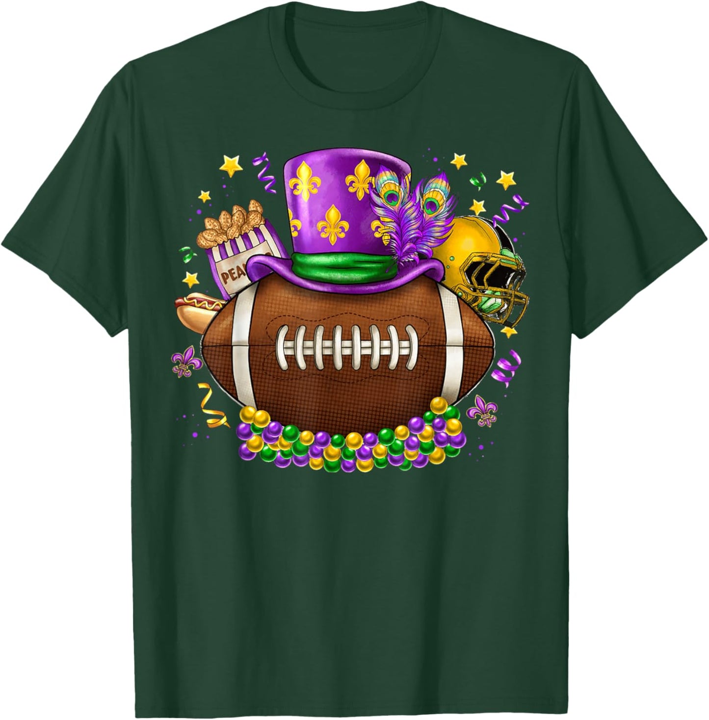 Football Mardi Gras Carnival Fat Tuesday Party Mask Sport T-Shirt - T-Shirt | Forest