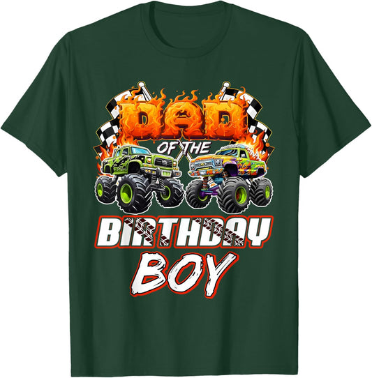 Dad of The Birthday boy Monster Truck Birthday Family T-Shirt - T-Shirt | Forest