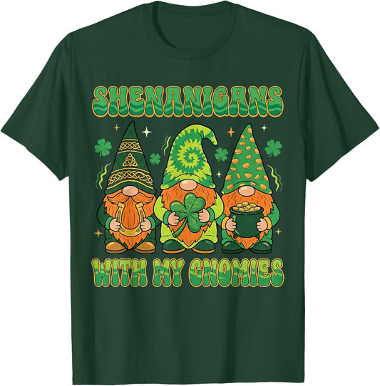 Shenanigans with My Gnomies St Patricks Day Irish Shamrock T-Shirt - T-Shirt | Forest