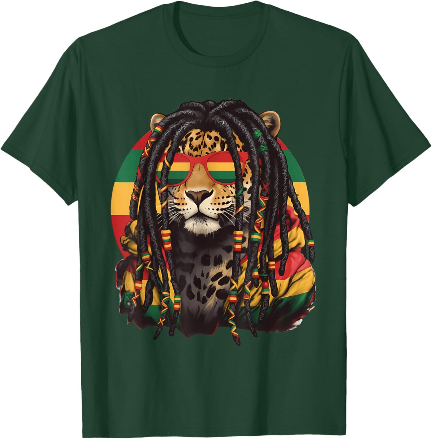 Rasta Reggae Lion of Judah Headphones Jamaican Reggae Music T-Shirt - T-Shirt | Forest