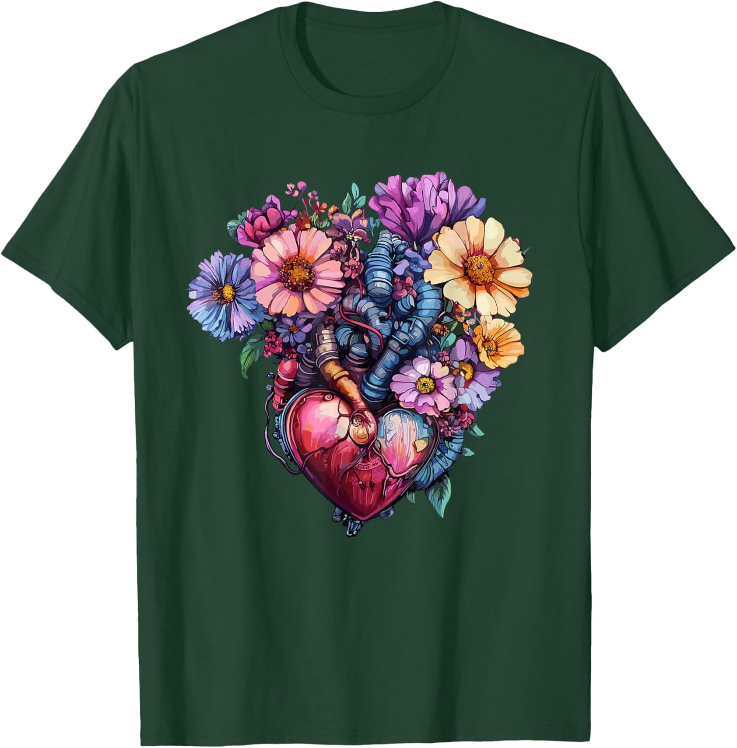 Anatomical Heart with Colorful Wildflowers T-Shirt - T-Shirt | Forest