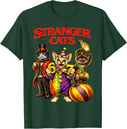 Stranger Cats Circus Funny 6 7 Meme Cat Parody Carnival Men T-Shirt - T-Shirt | Forest