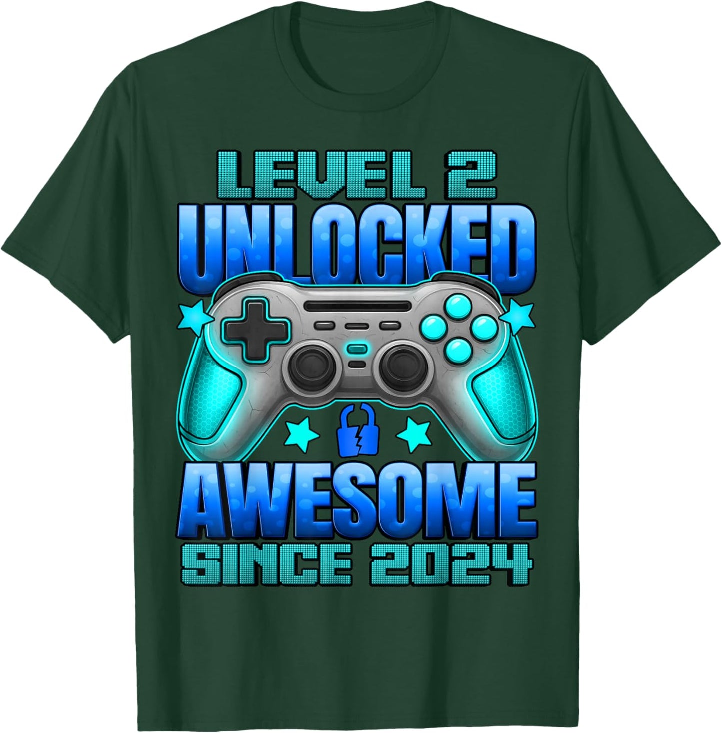 Level 2 Unlocked 2 Year Old Gifts for Boys 2nd Birthday Boy T-Shirt - T-Shirt | Forest