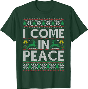 I Come in Peace Couple Matching Ugly Christmas Sweater T-Shirt - T-Shirt | Forest