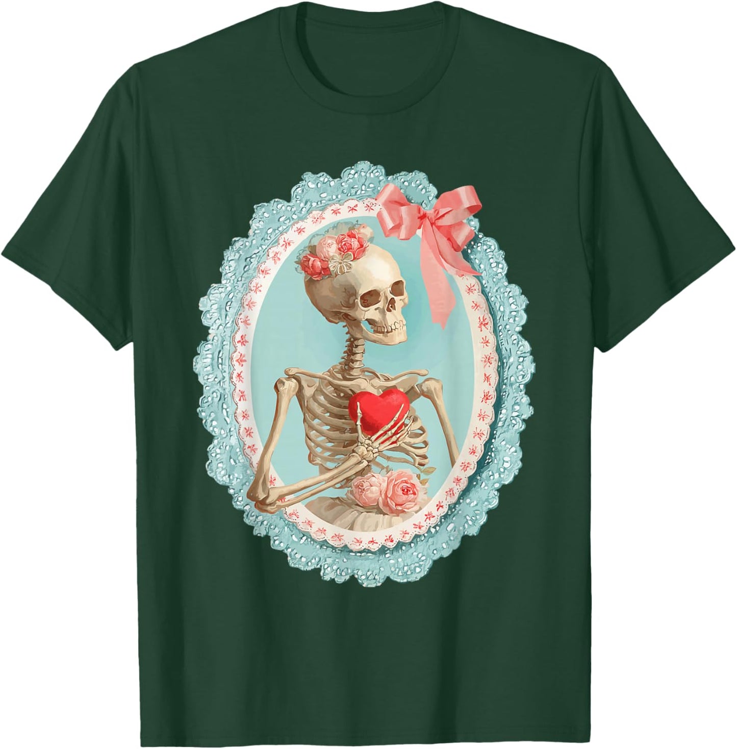 Skeleton with Heart Victorian Gothic Romantic Valentines Day T-Shirt - T-Shirt | Forest