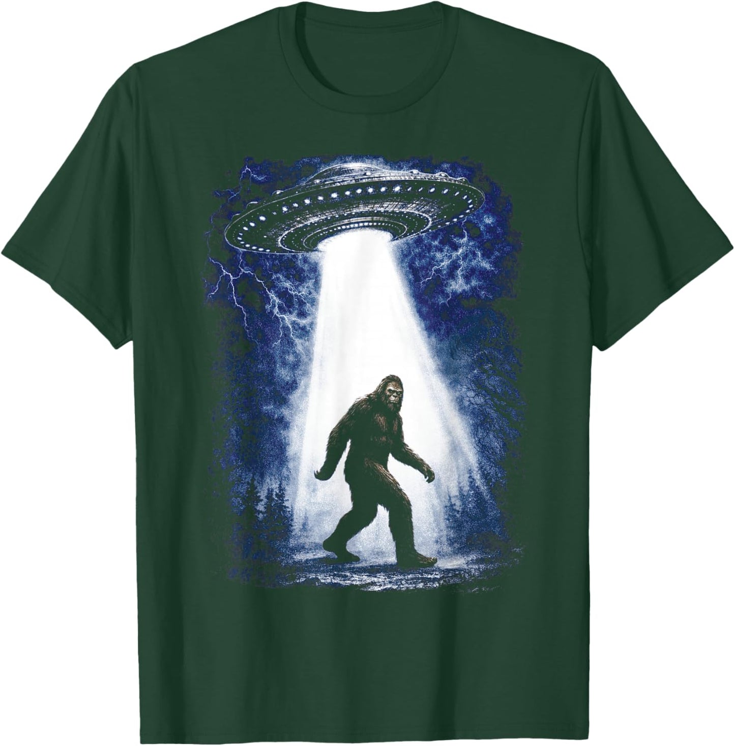 Bigfoot UFO Abduction Funny Sasquatch Alien Flying Saucer T-Shirt - T-Shirt | Forest