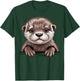 Cute Otter Pup Funny Peeking Pocket Animals T-Shirt - T-Shirt | Forest