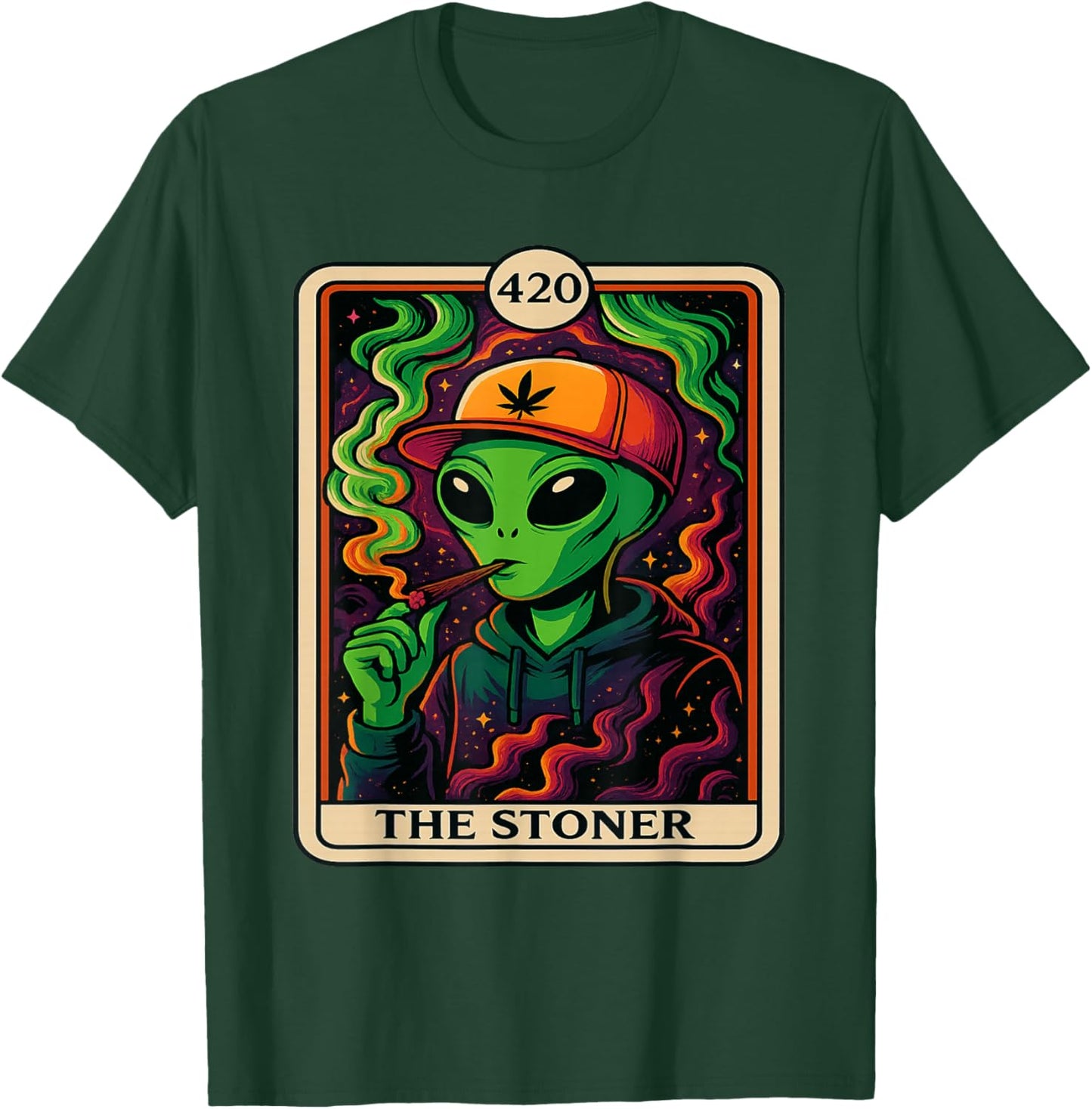 The Stoned Alien 420 Stoner Psychedelic Weed Space Vibe T-Shirt - T-Shirt | Forest
