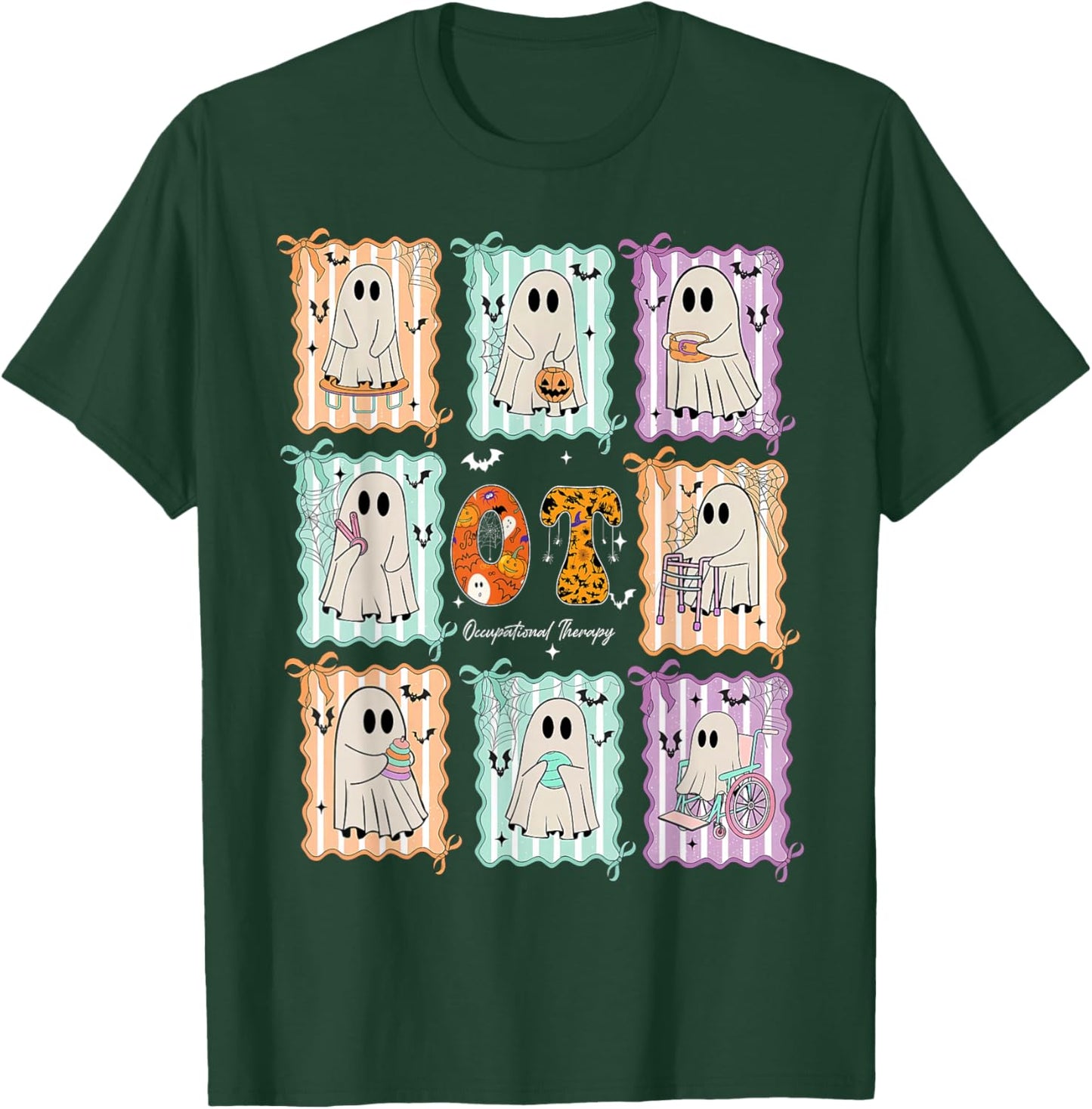OT Occupational Therapy Therapist Halloween Spooky OTA Ghost T-Shirt - T-Shirt | Forest