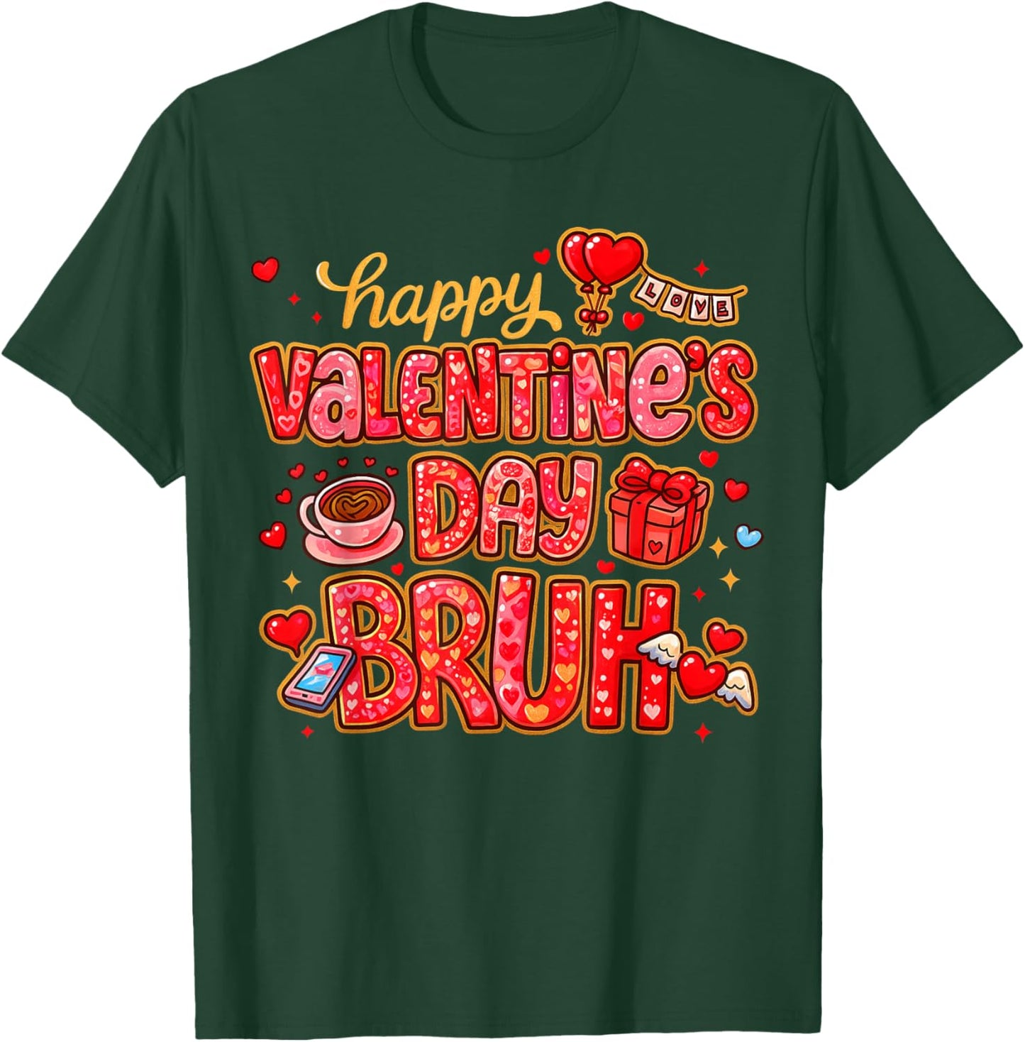 Funny Valentine Bruh Boys Girls Preppy XOXO Be Mine T-Shirt - T-Shirt | Forest
