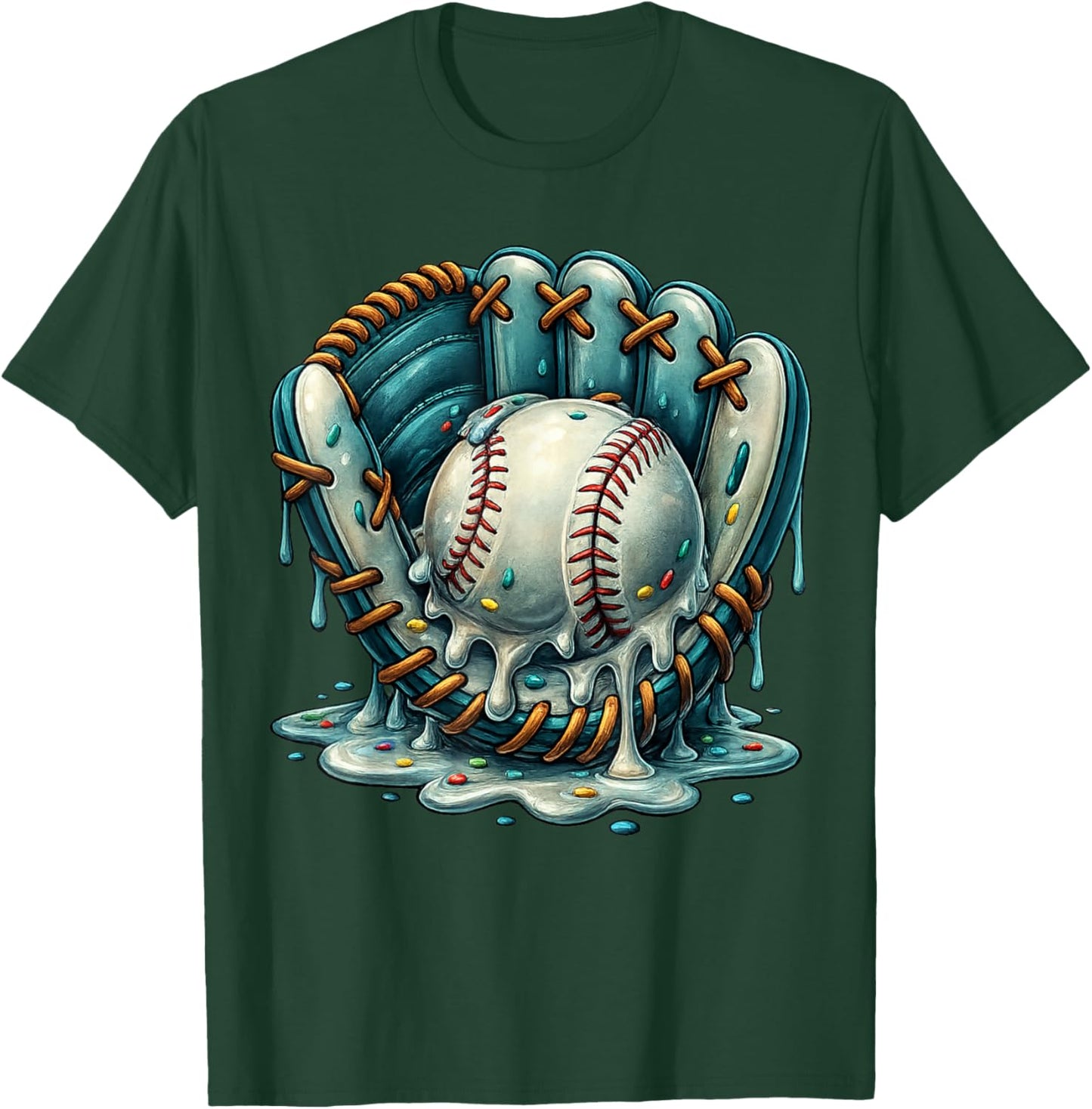 Baseball Drip Team for Boys and Girls Ice Cream Cool T-Shirt - T-Shirt | Forest