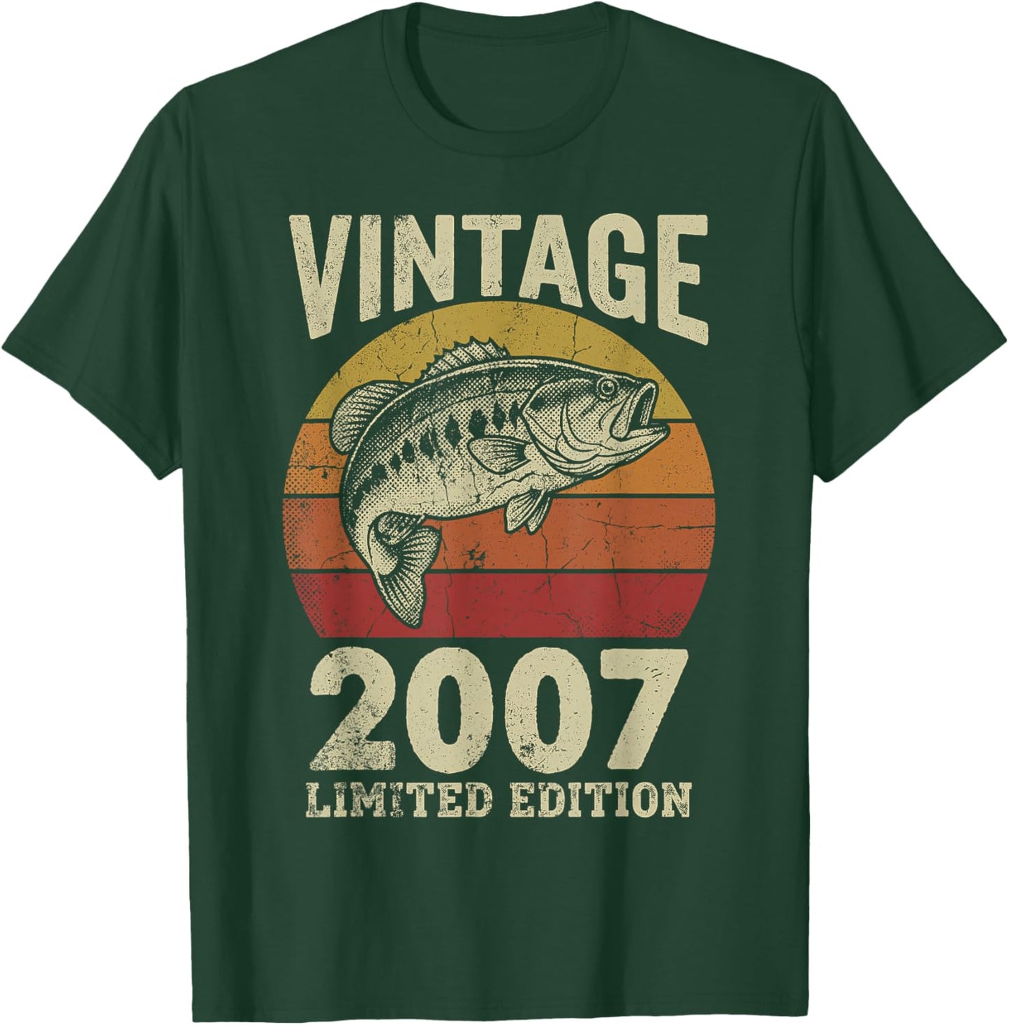 Vintage 2007 Fishing 19th Birthday Fisherman Limited Edition T-Shirt - T-Shirt | Forest