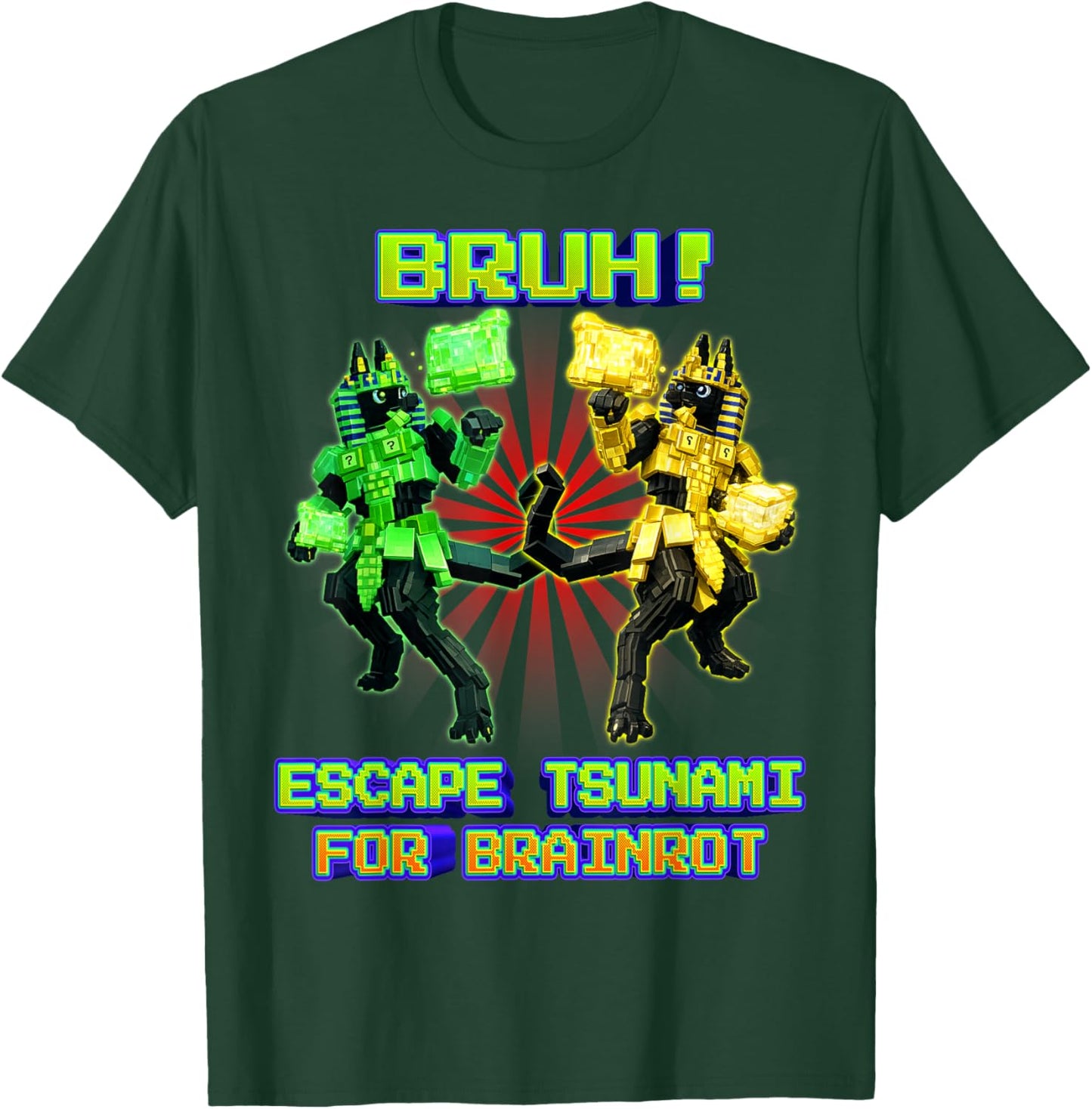 Bruh Anububu Tsunami Brainrot for Boys Kids Teens T-Shirt - T-Shirt | Forest