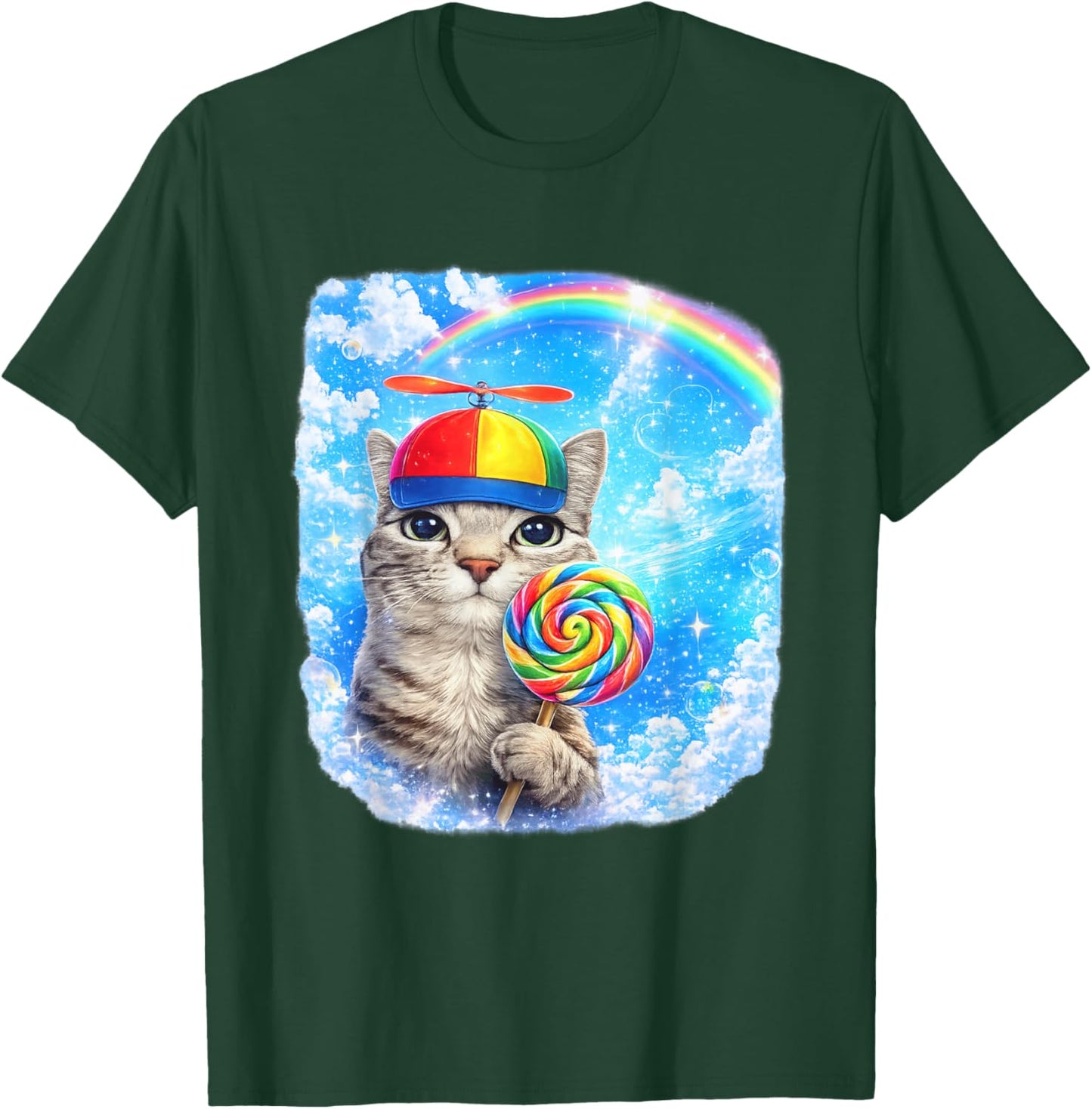 Funny Cat Dreamcore | Funny Silly Kitten Brainrot Meme T-Shirt - T-Shirt | Forest