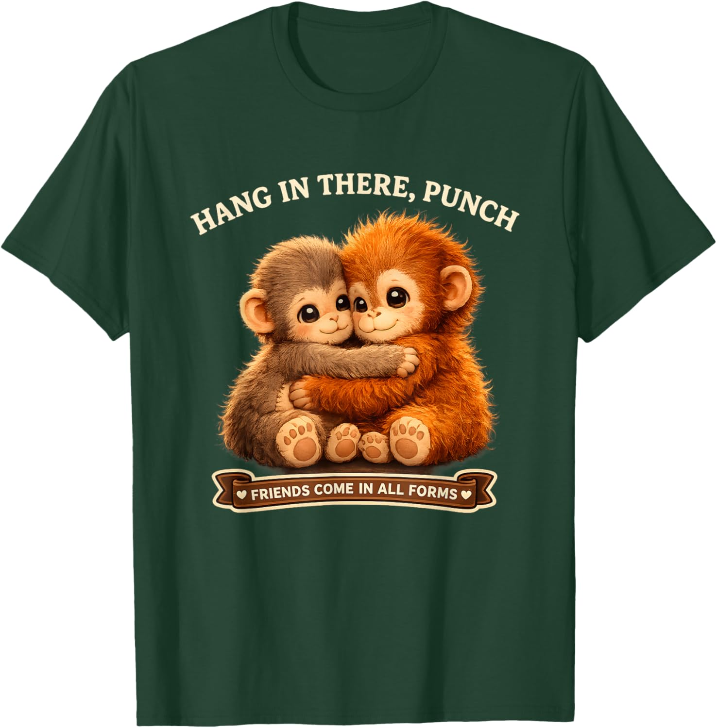 Punch Japanese Monkey Friendship Orangutan Punchkin Punch T-Shirt - T-Shirt | Forest