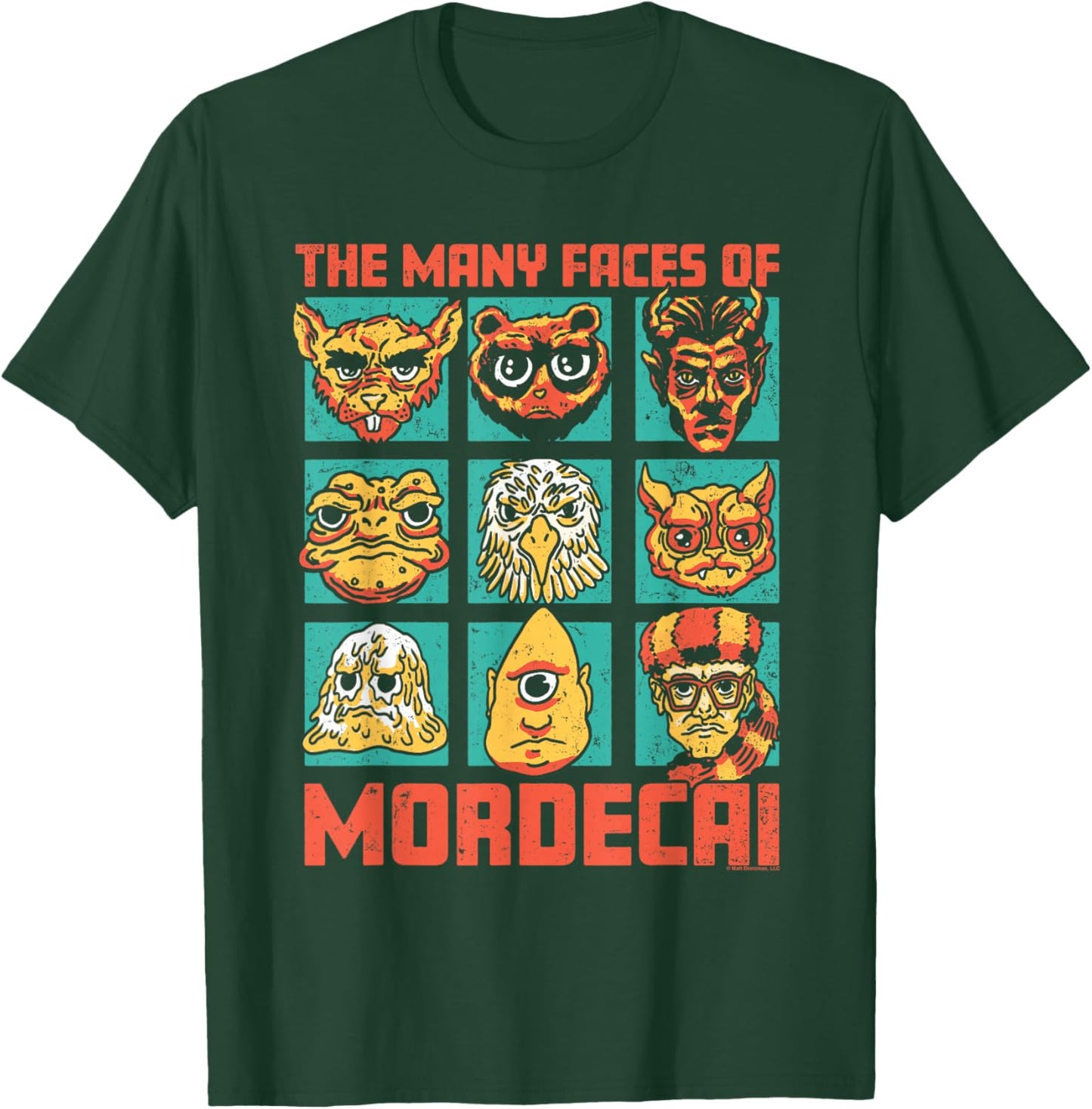 DCC Many Faces of Mordecai Grid Funny Gamer Series Book T-Shirt - T-Shirt | Forest