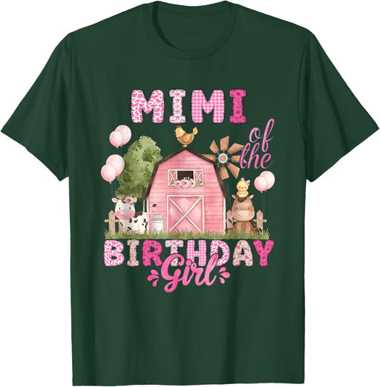 Mimi of The Birthday Girl 1St Bday Cow Farm Family T-Shirt - T-Shirt | Forest