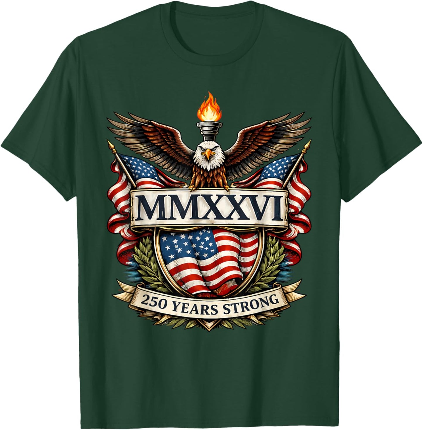Flag Vintage 250 Years American 1776 2026 250th USA Birthday T-Shirt - T-Shirt | Forest