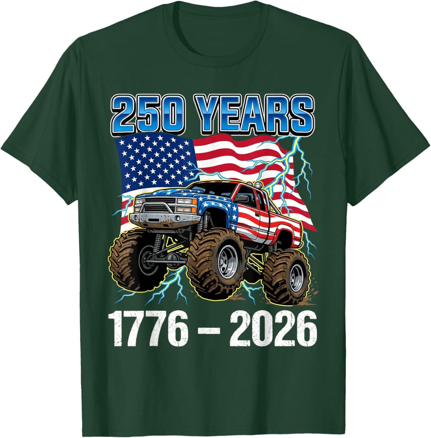 250 Years American 1776 2026 250th Toddler Boys 4th of July T-Shirt - T-Shirt | Forest