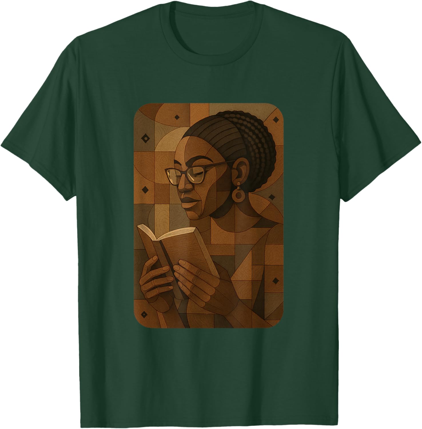 Geometric Black History Educated Women Teacher Book Melanin T-Shirt - T-Shirt | Forest