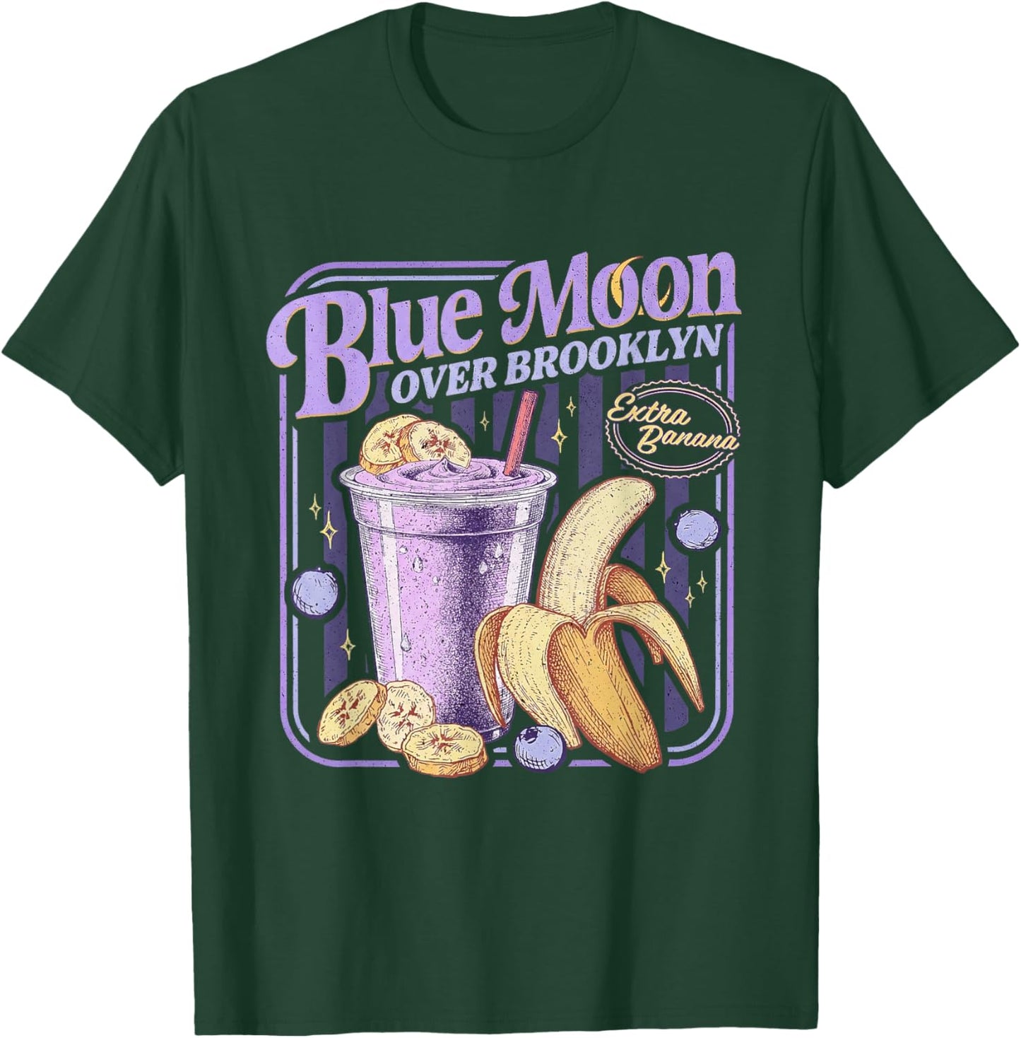 Retro 80s Diner Blue Moon Over Brooklyn Extra Banana Lover T-Shirt - T-Shirt | Forest