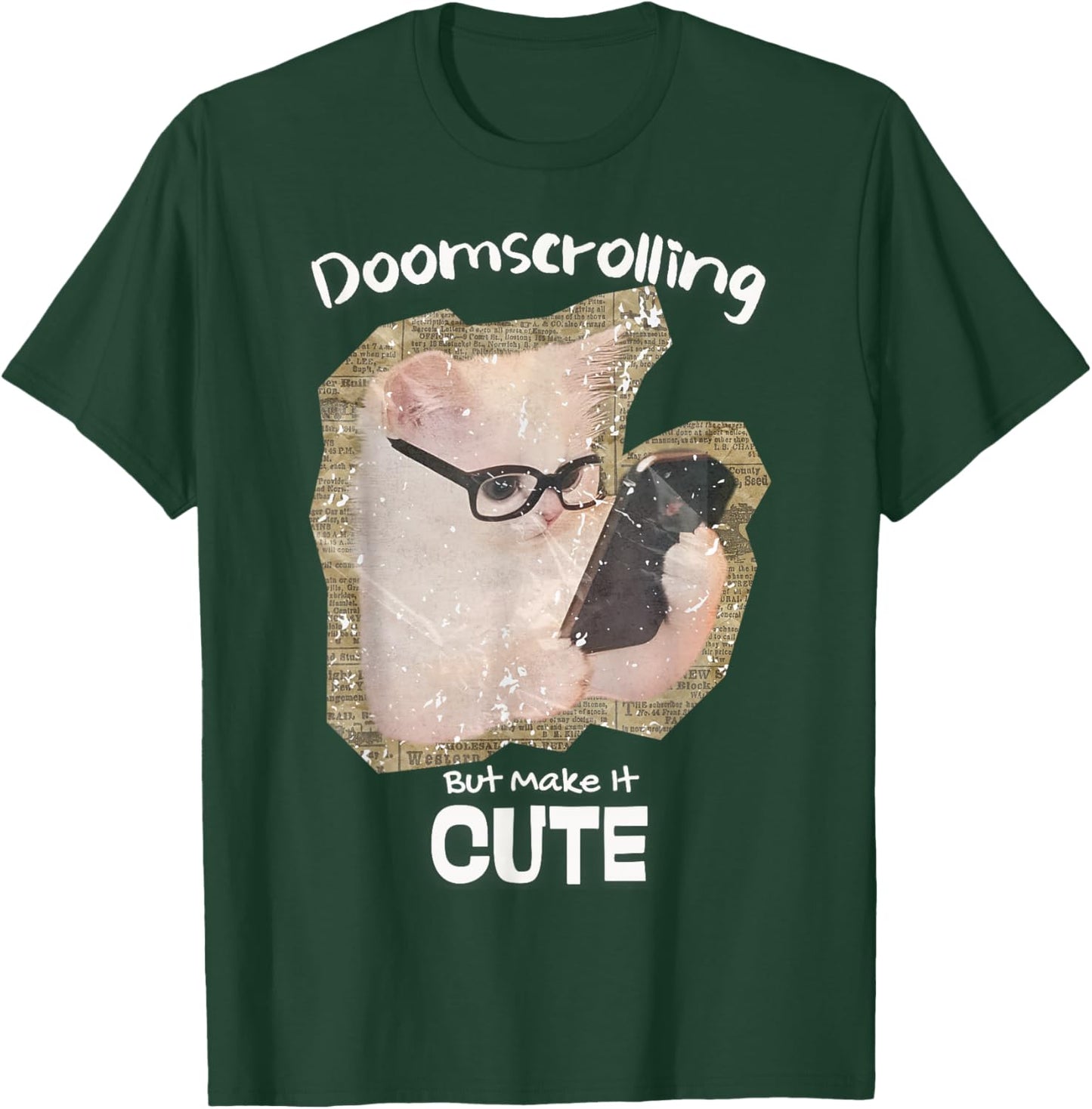 Doomscrolling cat Social Media Gen Z Digital Life Humor Cute T-Shirt - T-Shirt | Forest