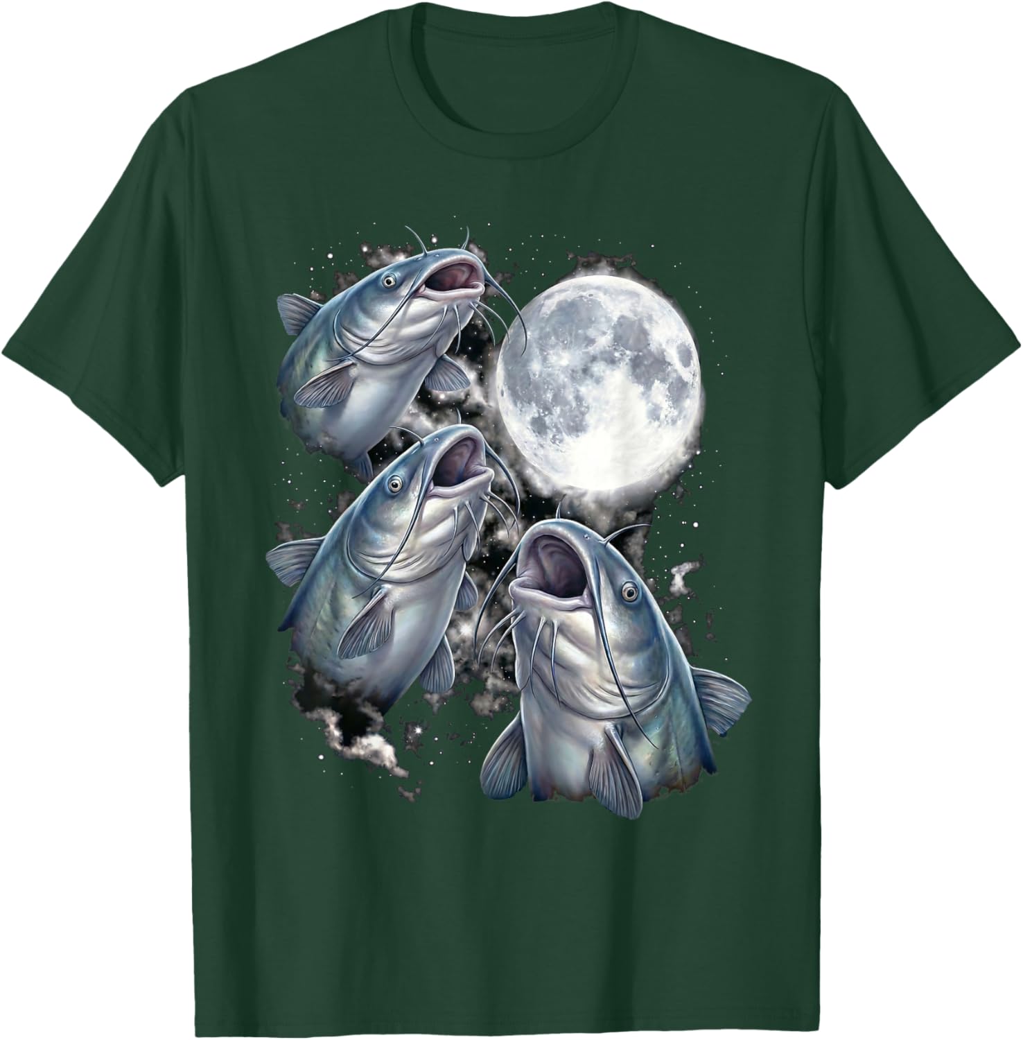 Howling Fish Blue Catfish Angling Marine Graphic T-Shirt - T-Shirt | Forest
