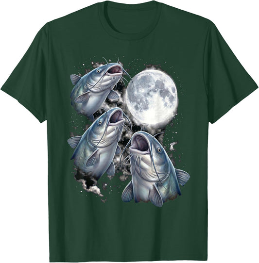 Howling Fish Blue Catfish Angling Marine Graphic T-Shirt - T-Shirt | Forest