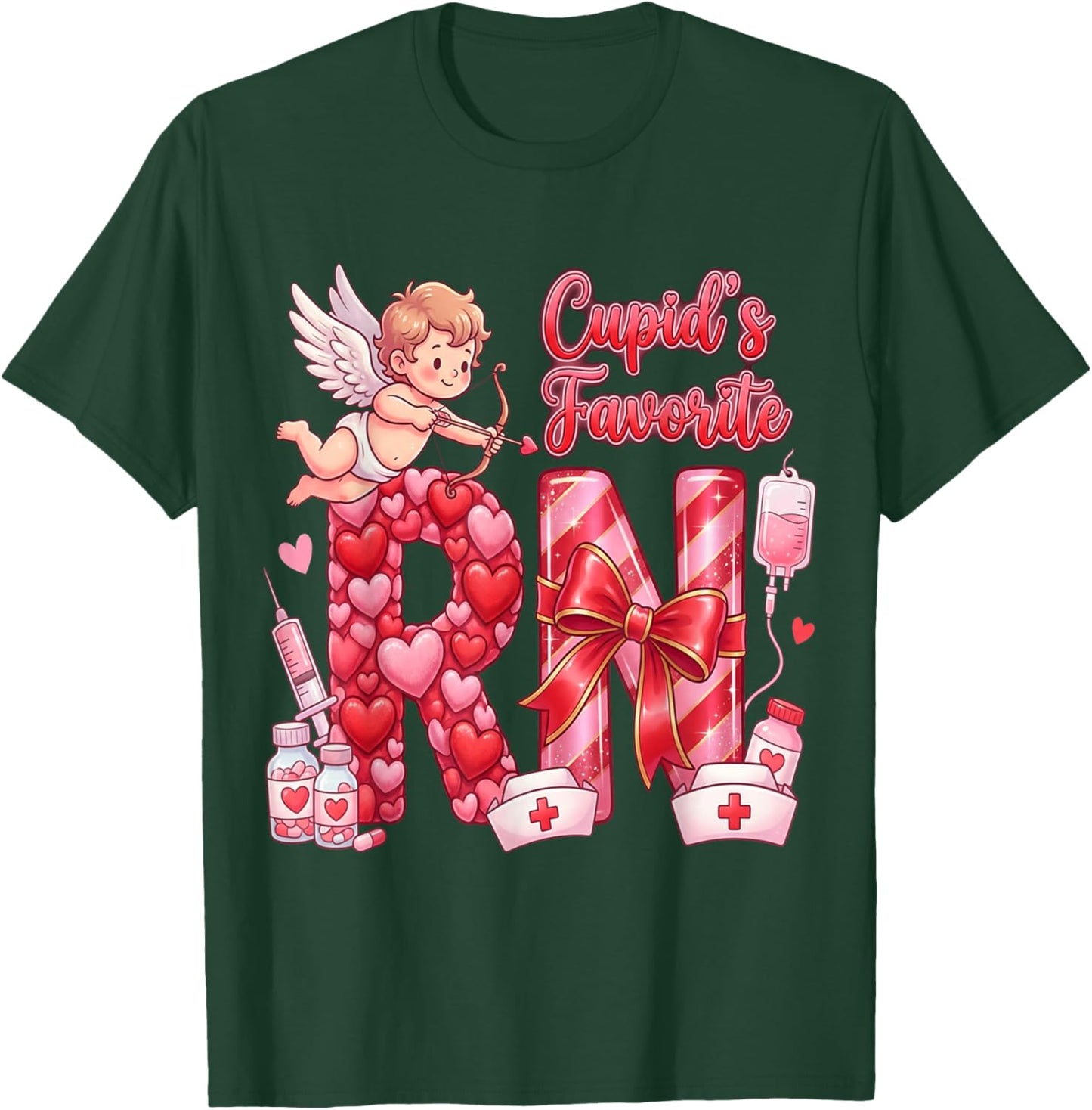 Healthcare Heart Registered Nurse RN Valentines Nurses T-Shirt - T-Shirt | Forest