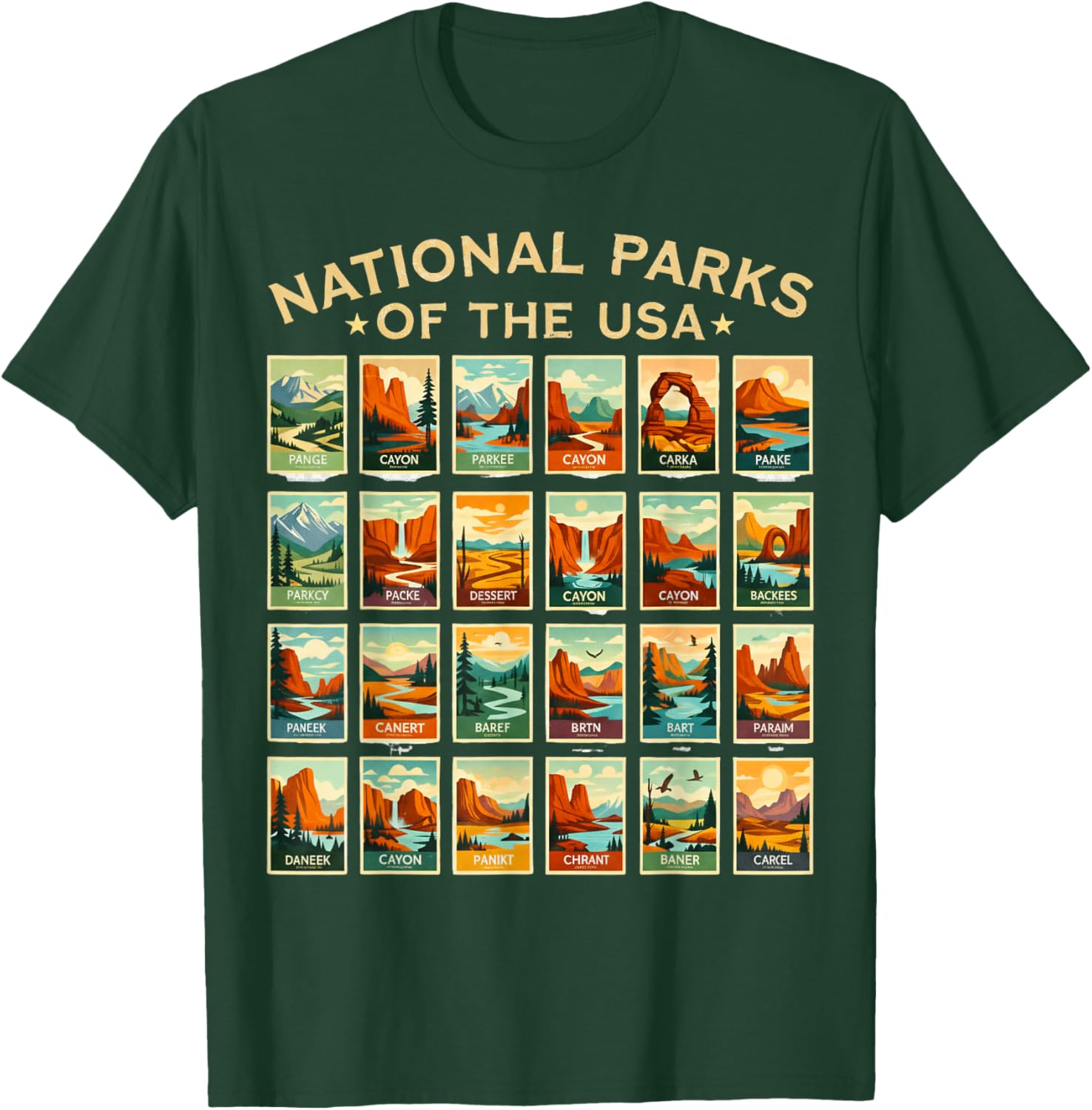 American National Park USA List of National Park Checklist T-Shirt - T-Shirt | Forest