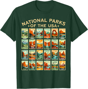 American National Park USA List of National Park Checklist T-Shirt - T-Shirt | Forest