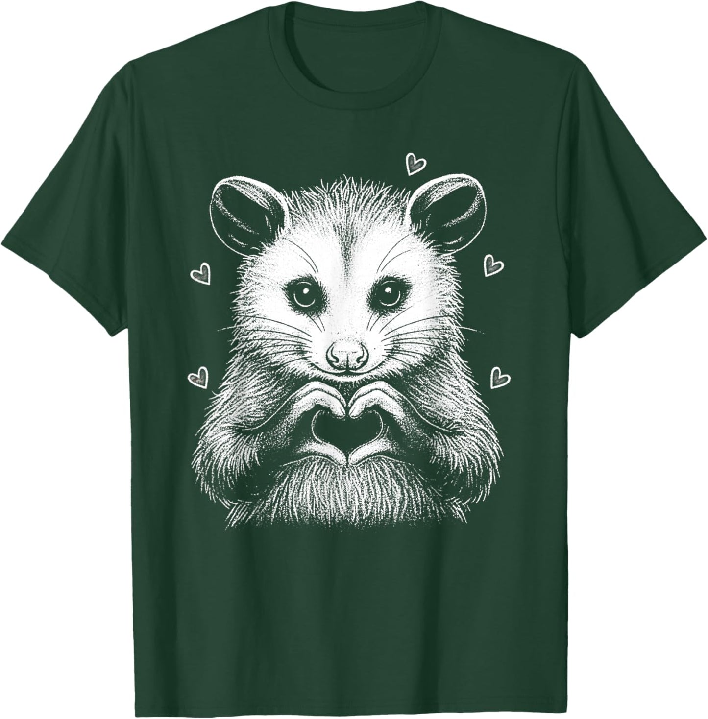 Cute Possum Heart Hands Love Animal Valentine Aesthetic T-Shirt - T-Shirt | Forest