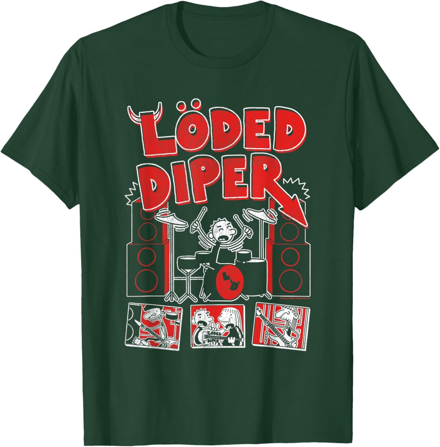 DOAWK Loded Diper Red White and Distressed Band Book Series T-Shirt - T-Shirt | Forest