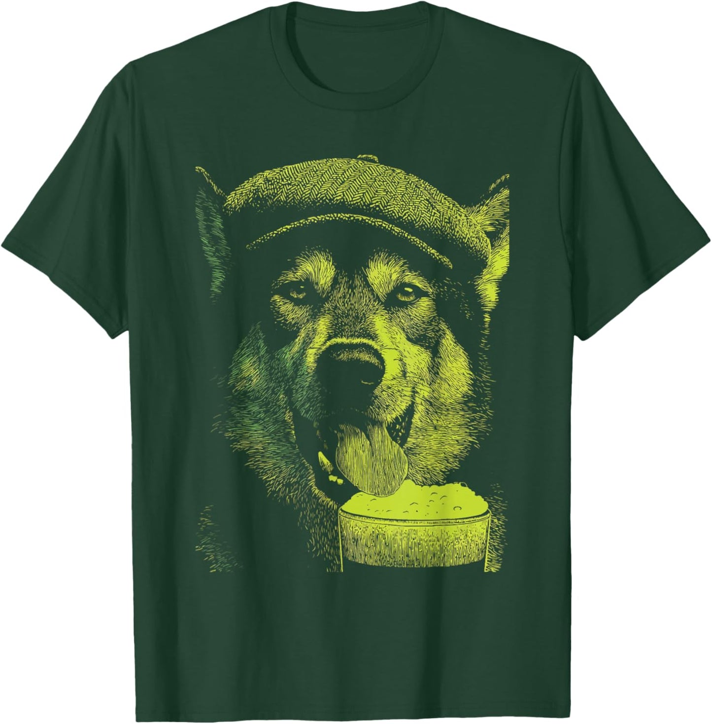 Irish Wolf with Beer Animal Drinking Humor St Patricks Day T-Shirt - T-Shirt | Forest