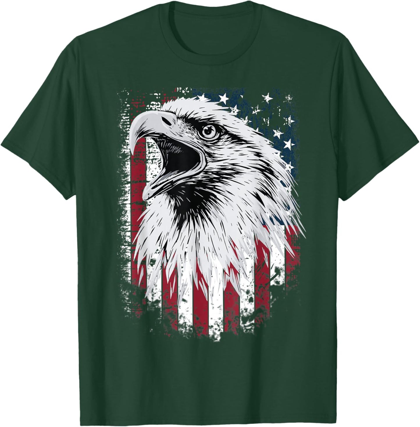 Cool Bald Eagle Vintage American Flag Patriotic T-Shirt - T-Shirt | Forest