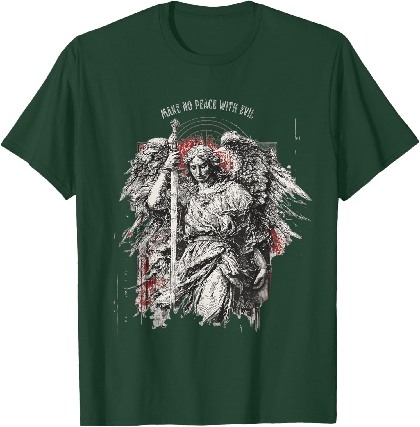 Archangel Michael Make no Peace with Evil | Gothic Christian T-Shirt - T-Shirt | Forest