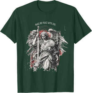 Archangel Michael Make no Peace with Evil | Gothic Christian T-Shirt - T-Shirt | Forest